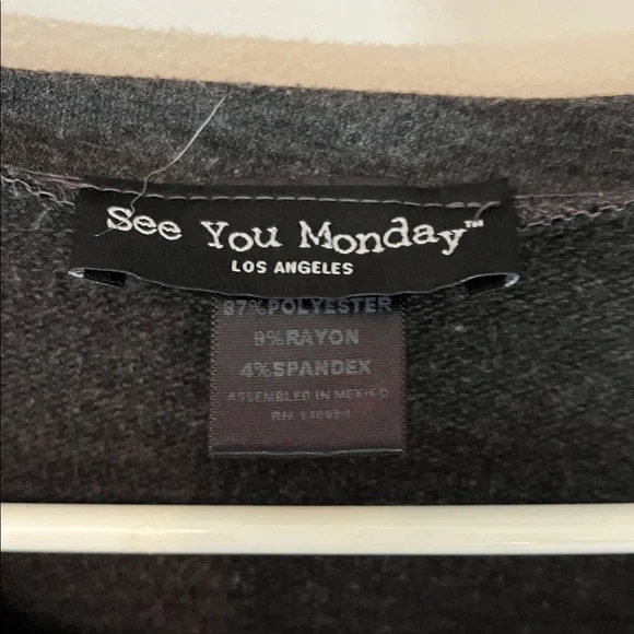 See You Monday Black Distressed Sweatshirt Medium - Picture 2 of 6